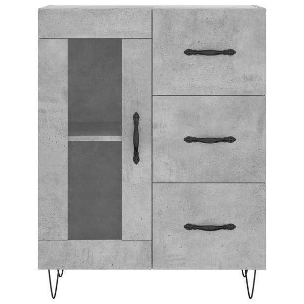 The Living Store-Dressoir-69-5x34x90-cm-bewerkt-hout-betongrijs - Keukenkast