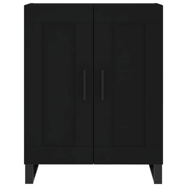 The Living Store-Dressoir-69-5x34x90-cm-bewerkt-hout-zwart - Keukenkast