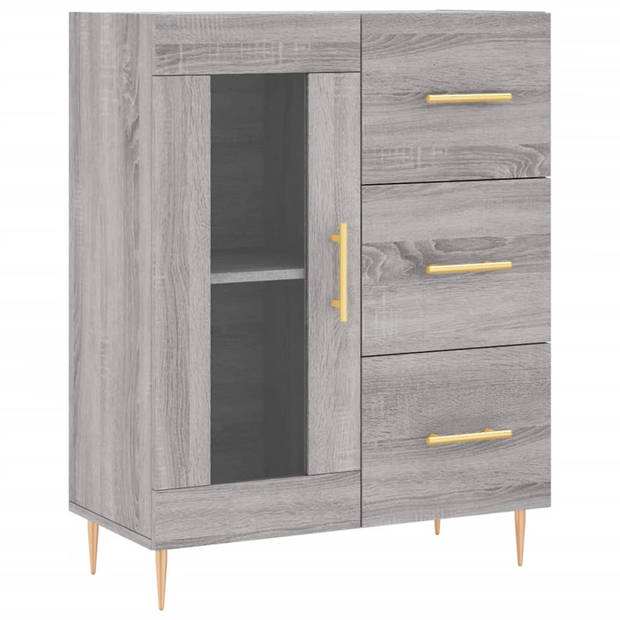 The Living Store Dressoir - Grijs Sonoma Eiken - 69.5 x 34 x 90 cm - Bewerkt Hout