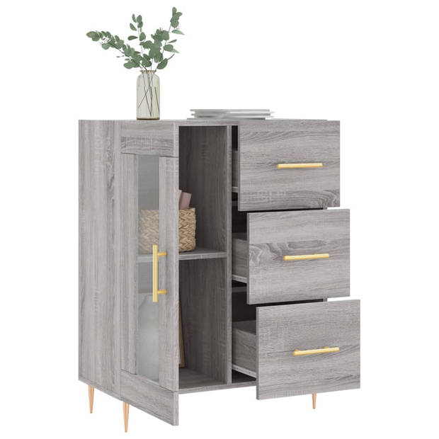 The Living Store Dressoir - Grijs Sonoma Eiken - 69.5 x 34 x 90 cm - Bewerkt Hout