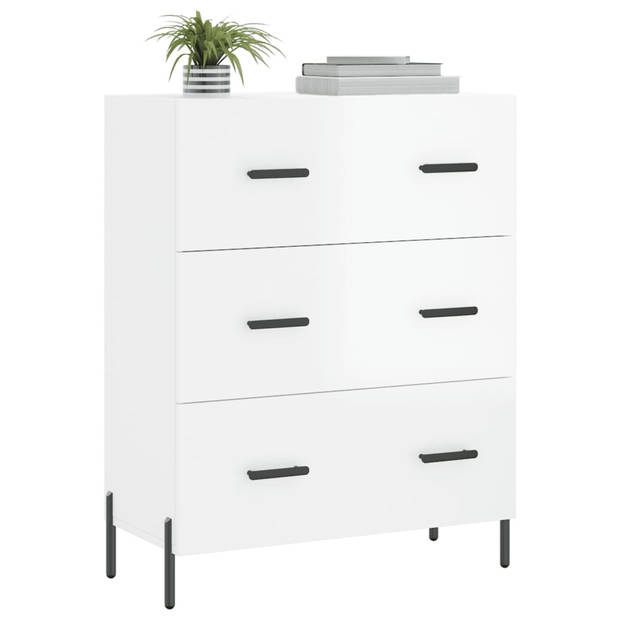 The Living Store Dressoir Belfort - Buffetkast - 69.5 x 34 x 90 cm - Hoogglans Wit