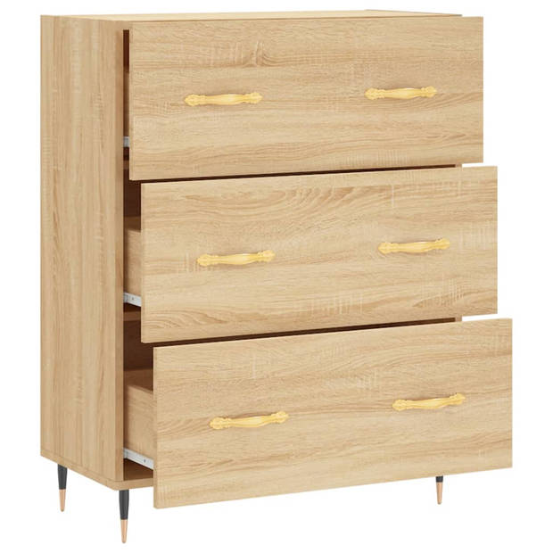 The Living Store Dressoir - Sonoma Eiken - 69.5 x 34 x 90 cm - Bewerkt Hout en Metaal