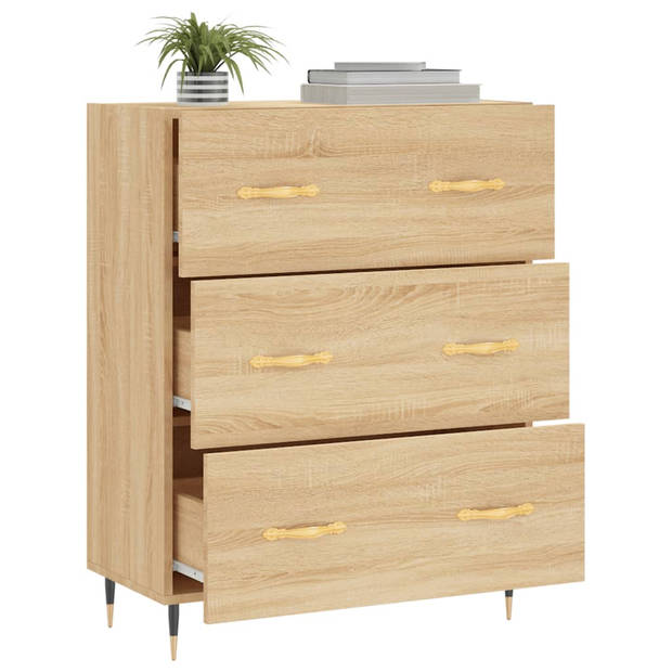 The Living Store Dressoir - Sonoma Eiken - 69.5 x 34 x 90 cm - Bewerkt Hout en Metaal