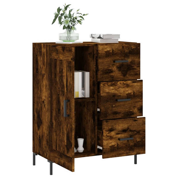 The Living Store-Dressoir-69-5x34x90-cm-bewerkt-hout-gerookt-eikenkleurig - Keukenkast