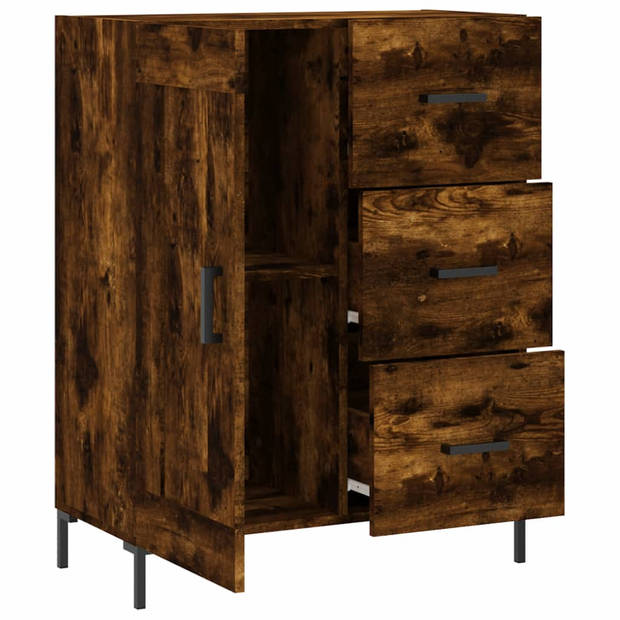 The Living Store-Dressoir-69-5x34x90-cm-bewerkt-hout-gerookt-eikenkleurig - Keukenkast