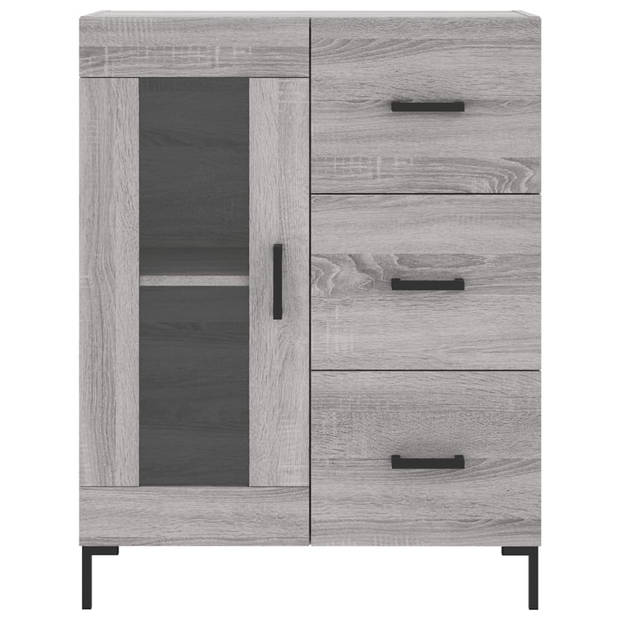 The Living Store-Dressoir-69-5x34x90-cm-bewerkt-hout-grijs-sonoma-eikenkleurig - Keukenkast