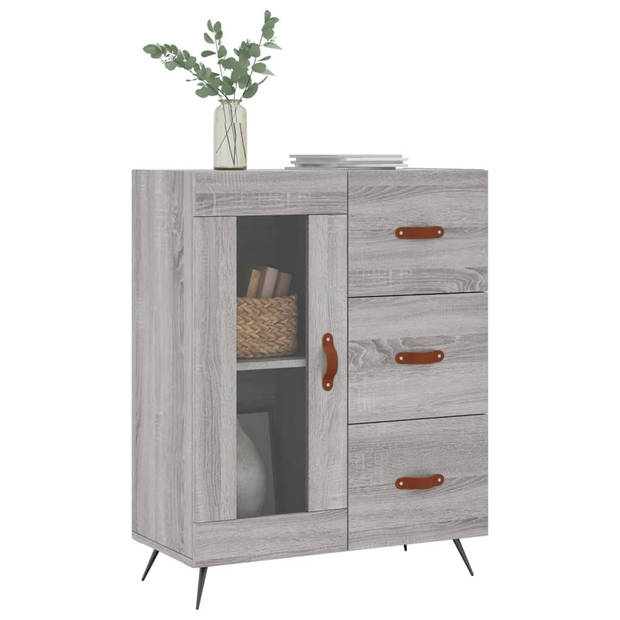 vidaXL Dressoir 69,5x34x90 cm bewerkt hout grijs sonoma eikenkleurig