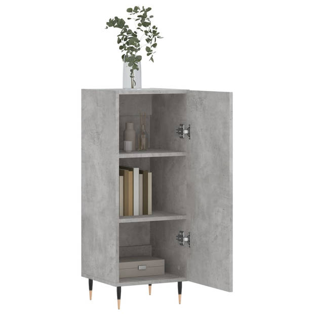 The Living Store-Dressoir-34-5x34x90-cm-bewerkt-hout-betongrijs - Keukenkast