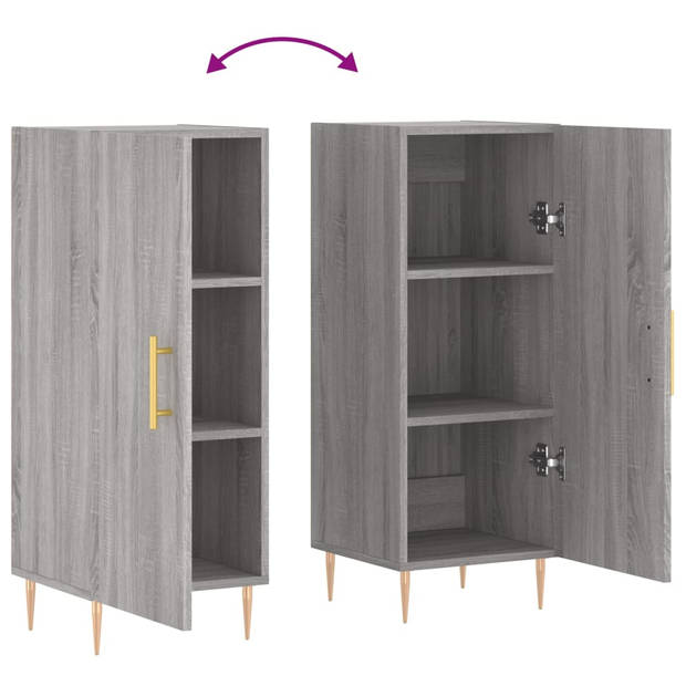 The Living Store Dressoir - Grijs Sonoma Eiken - 90x34x34.5 cm - Stabiel - Duurzaam