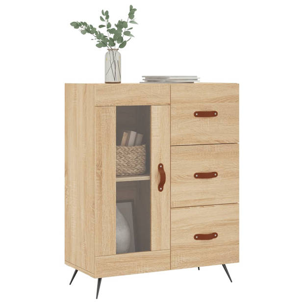 The Living Store Dressoir - Sonoma Eiken - 69.5 x 34 x 90 cm - Metalen Voeten