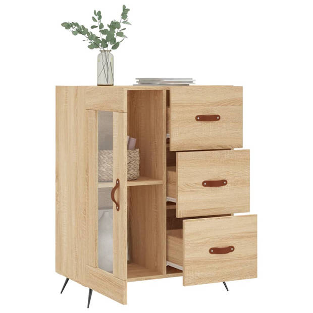 The Living Store Dressoir - Sonoma Eiken - 69.5 x 34 x 90 cm - Metalen Voeten