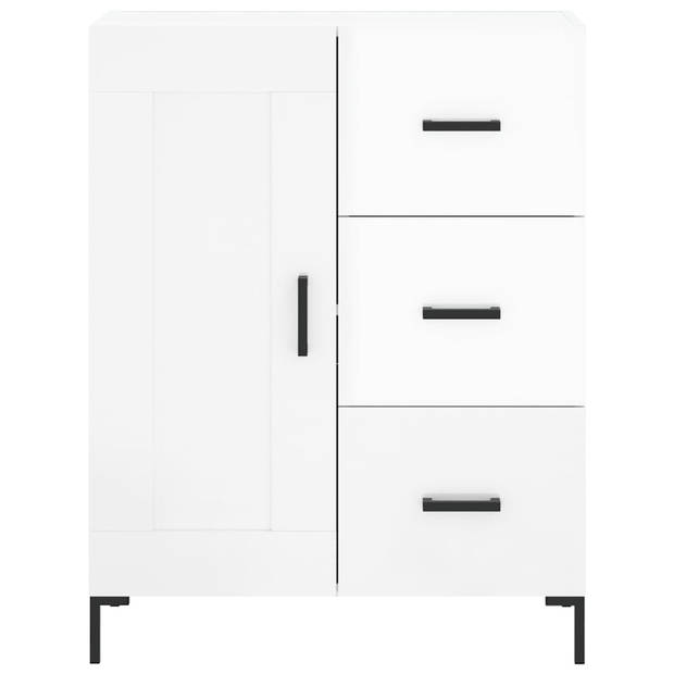 The Living Store-Dressoir-69-5x34x90-cm-bewerkt-hout-hoogglans-wit - Keukenkast