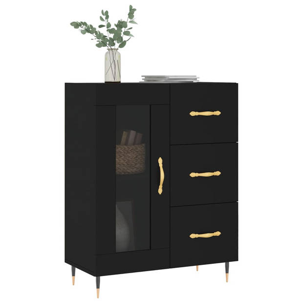 The Living Store Dressoir - Klassiek - Zwart - 69.5 x 34 x 90 cm