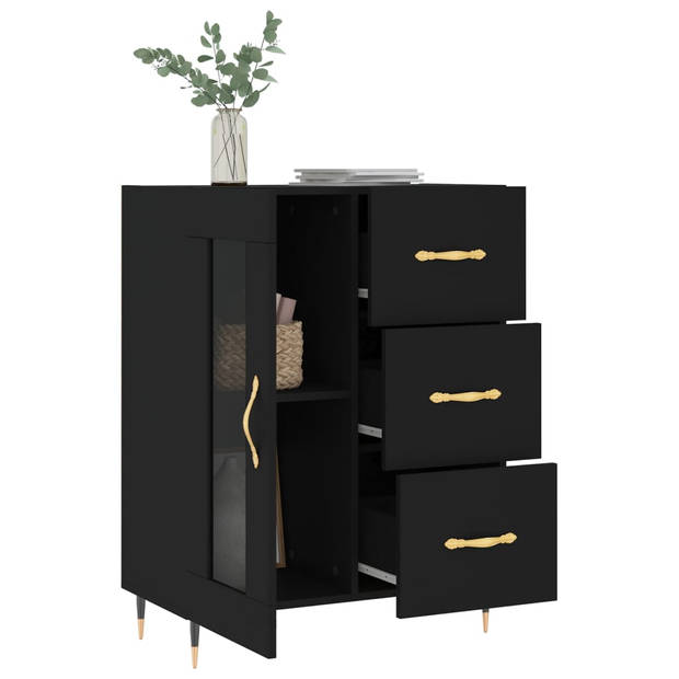 The Living Store Dressoir - Klassiek - Zwart - 69.5 x 34 x 90 cm