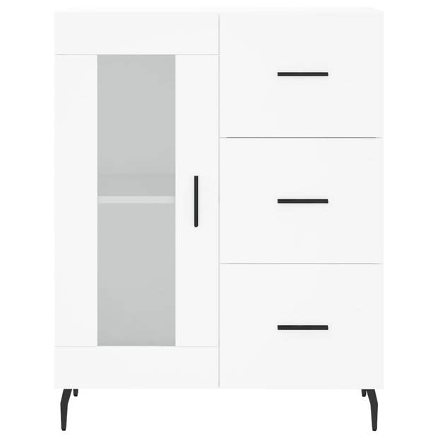 The Living Store-Dressoir-69-5x34x90-cm-bewerkt-hout-wit - Keukenkast