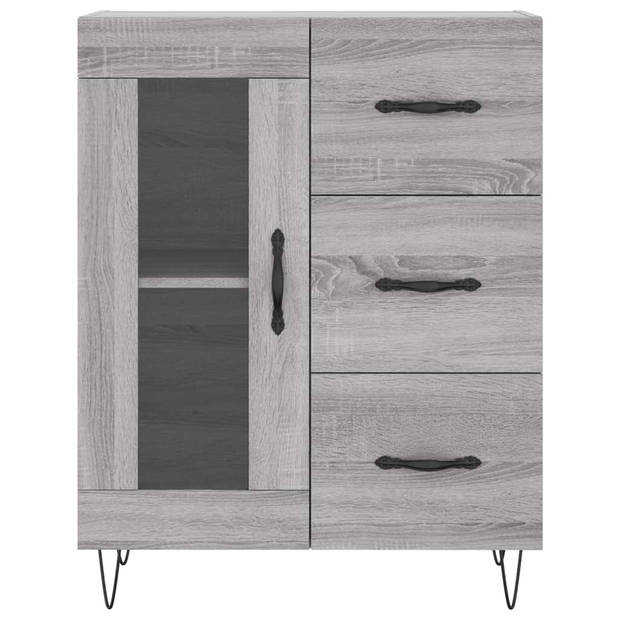 vidaXL Dressoir 69,5x34x90 cm bewerkt hout grijs sonoma eikenkleurig