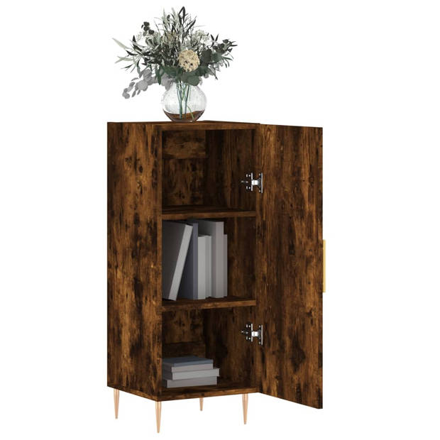 The Living Store Dressoir - Bijzetkast - Gerookt eiken - 34.5 x 34 x 90 cm - Metalen poten