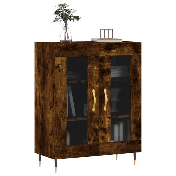 The Living Store Dressoir Smoked Oak - 69.5 x 34 x 90 cm - Glasontwerp