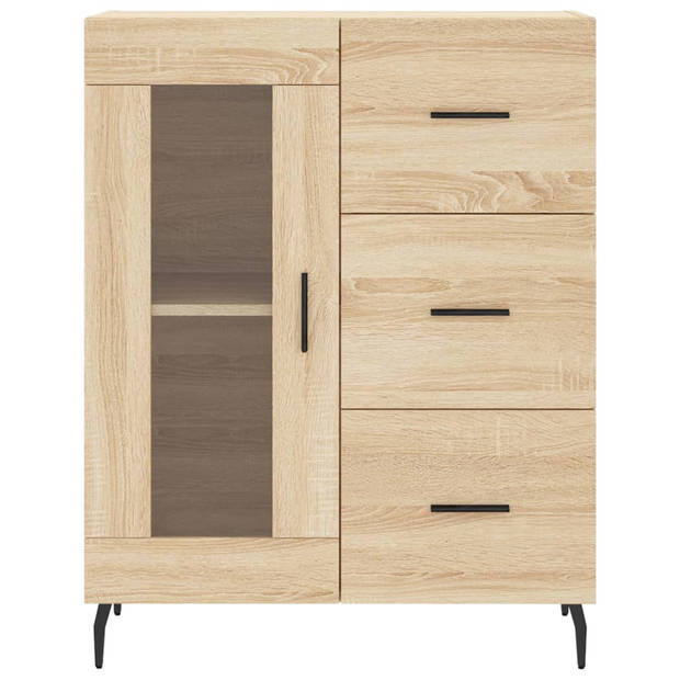 The Living Store Dressoir Classic - 69.5 x 34 x 90 cm - Sonoma eiken - Hout - metaal - glas