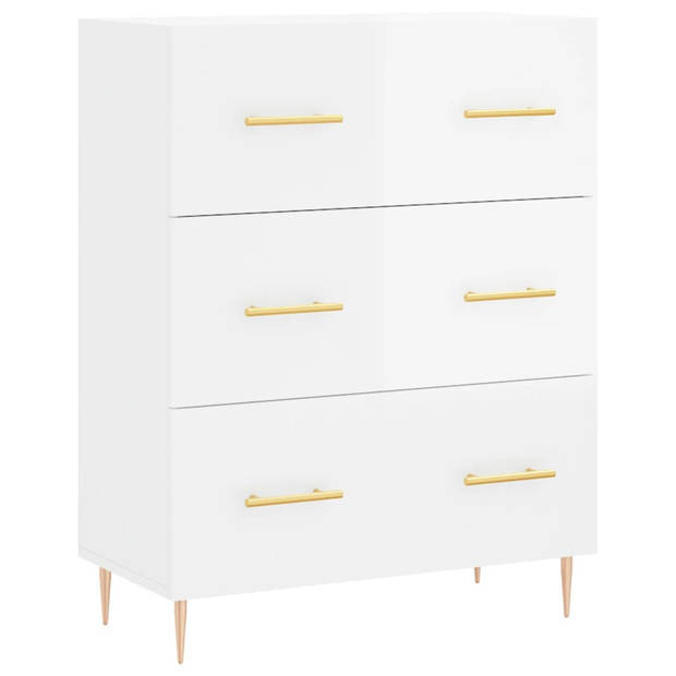 The Living Store Dressoir Classic - Buffetkast - 69.5 x 34 x 90 cm - Hoogglans wit - Stevig materiaal