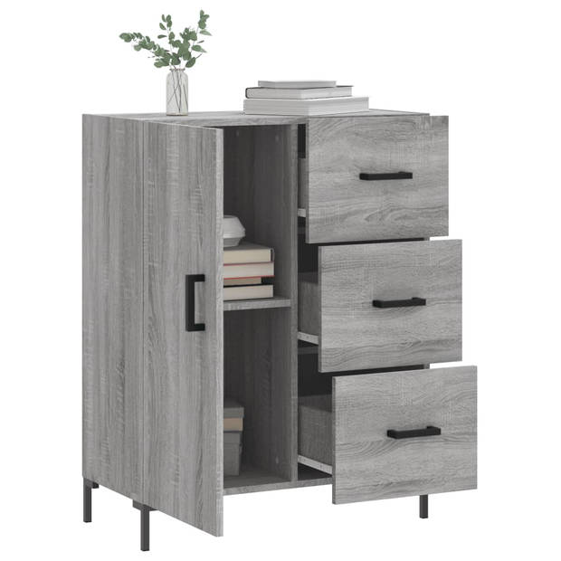 vidaXL Dressoir 69,5x34x90 cm bewerkt hout grijs sonoma eikenkleurig