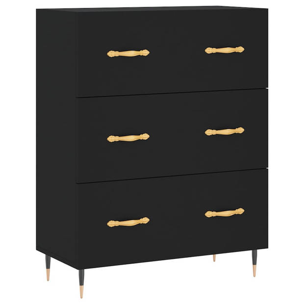 The Living Store Klassiek Dressoir - Buffetkast - Zwart - 69.5 x 34 x 90 cm - Hoge Kwaliteit