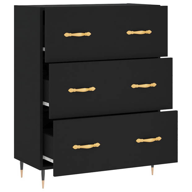 The Living Store Klassiek Dressoir - Buffetkast - Zwart - 69.5 x 34 x 90 cm - Hoge Kwaliteit