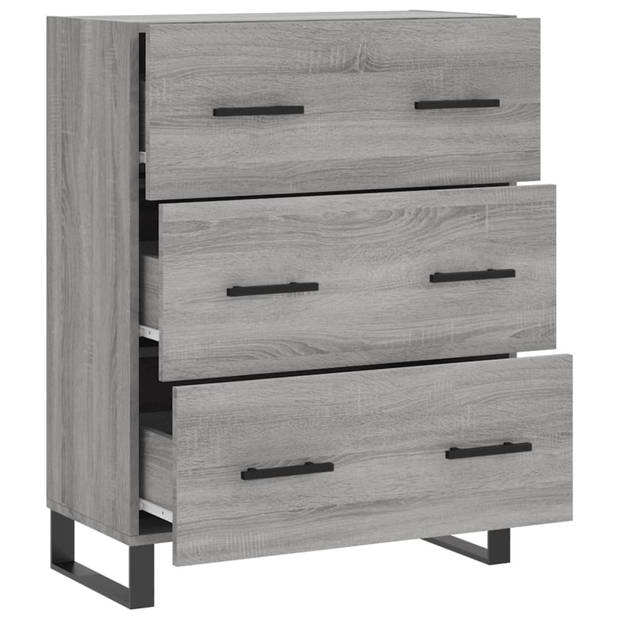 vidaXL Dressoir 69,5x34x90 cm bewerkt hout grijs sonoma eikenkleurig