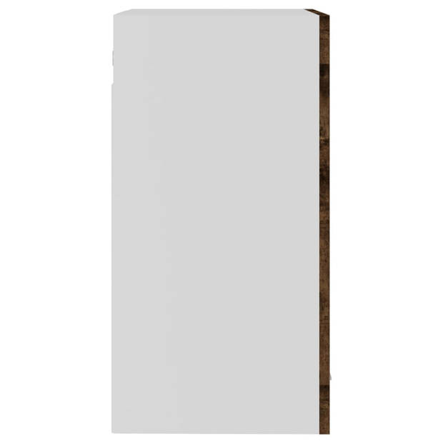 vidaXL Wandkast 40x31x60 cm glas en bewerkt hout gerookt eikenkleurig