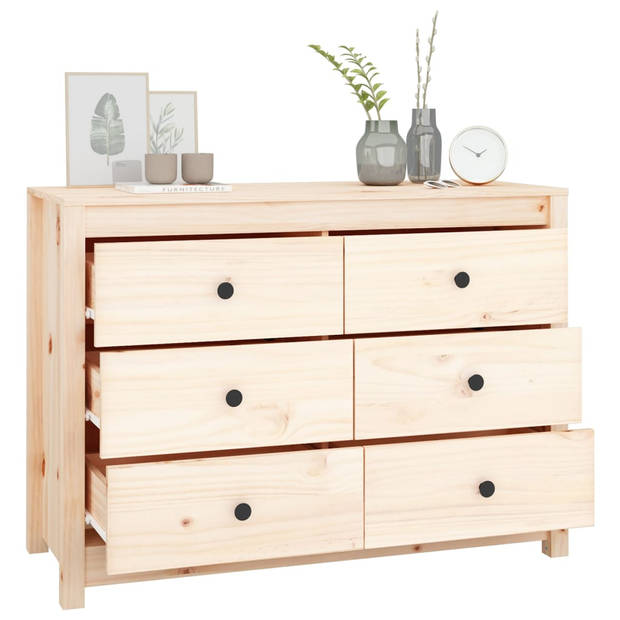 The Living Store Houten Dressoir - Massief Grenenhout - 100 x 40 x 72 cm - Ruime opbergruimte