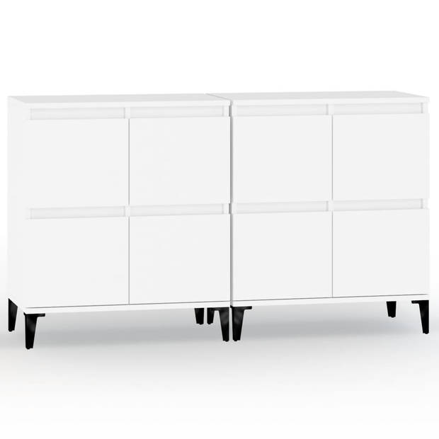 The Living Store Dressoir Wit - Bewerkt hout - 60 x 35 x 70 cm - Stabiel en Vochtbestendig