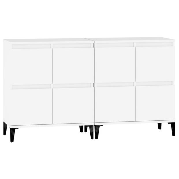 The Living Store Dressoir Wit - Bewerkt hout - 60 x 35 x 70 cm - Stabiel en Vochtbestendig