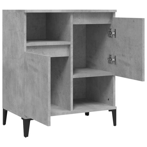 The Living Store Dressoir Bewerkt Hout - Betongrijs - 60x35x70 cm - Voldoende Opbergruimte - Weergavefunctie