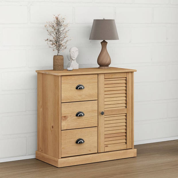 The Living Store VIGO Dressoir - 78 x 40 x 75 cm - Massief grenenhout - Ruime opbergruimte