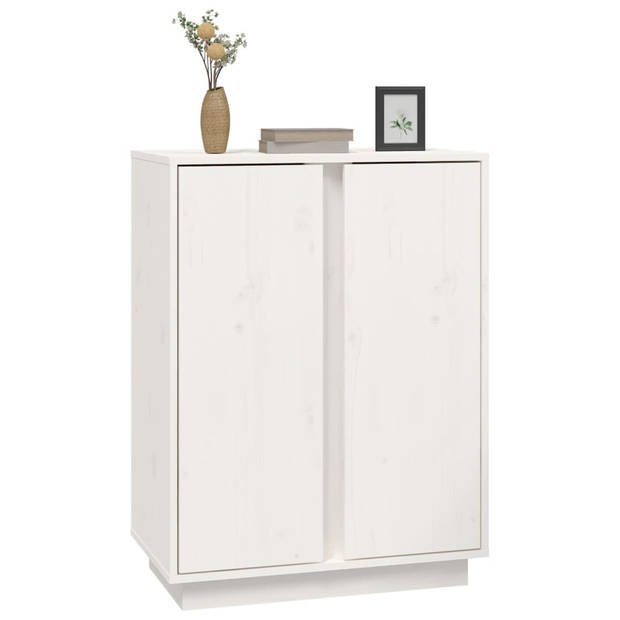 The Living Store Dressoir Massief Grenenhout - 60 x 35 x 80 cm - Wit