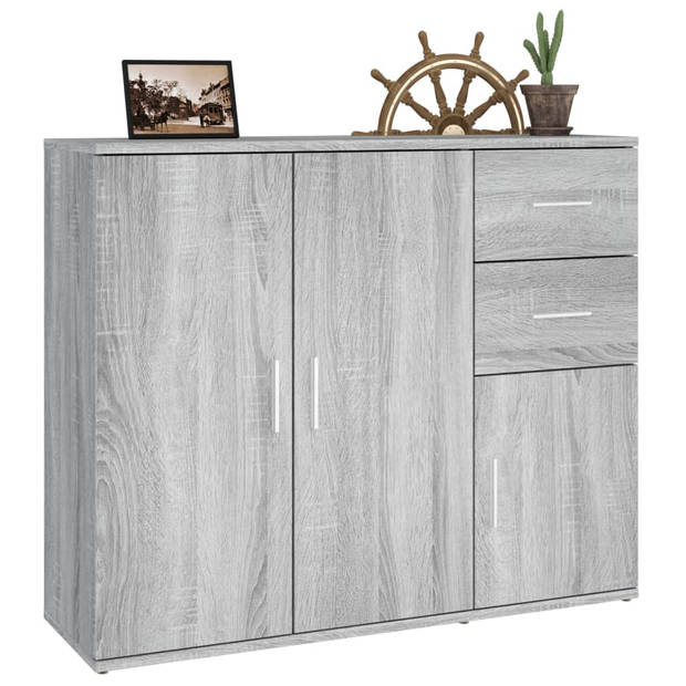 The Living Store Dressoir Classic Grey Sonoma Eiken - 91x29.5x75 cm - Stevig bewerkt hout