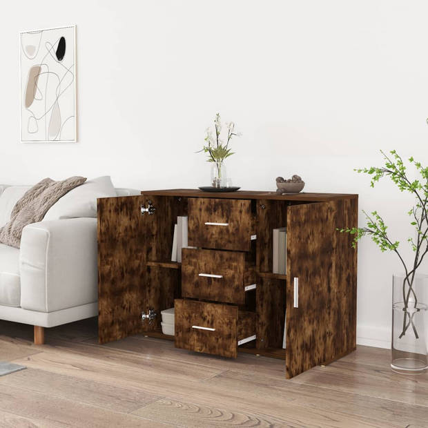 The Living Store Dressoir Gerookt Eiken - 91x29.5x65 cm - Duurzaam bewerkt hout
