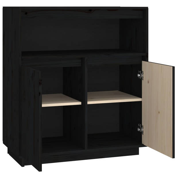 The Living Store Dressoir - Massief grenenhout - 70 x 34 x 80 cm - Zwart