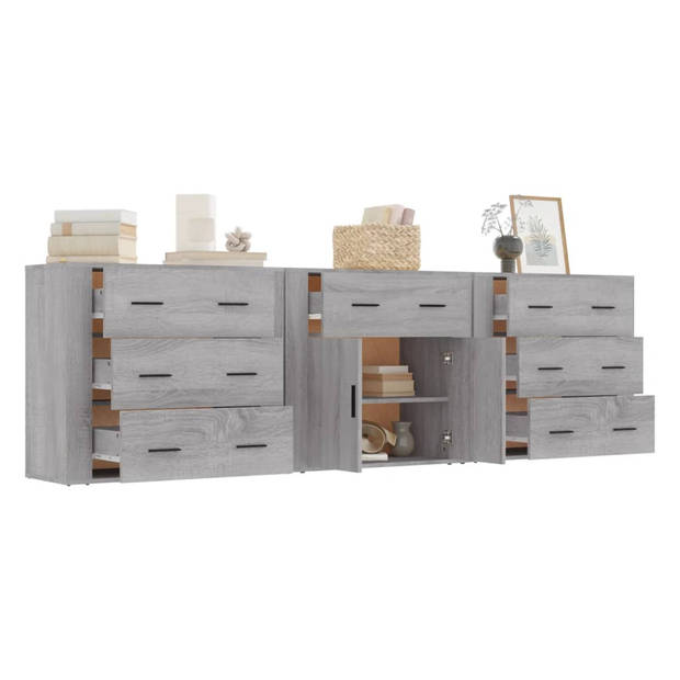 The Living Store Dressoir - Dressoirs - 80 x 33 x 70 cm - Grijs Sonoma Eiken