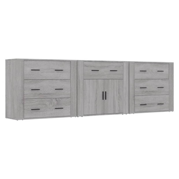 The Living Store Dressoir - Dressoirs - 80 x 33 x 70 cm - Grijs Sonoma Eiken