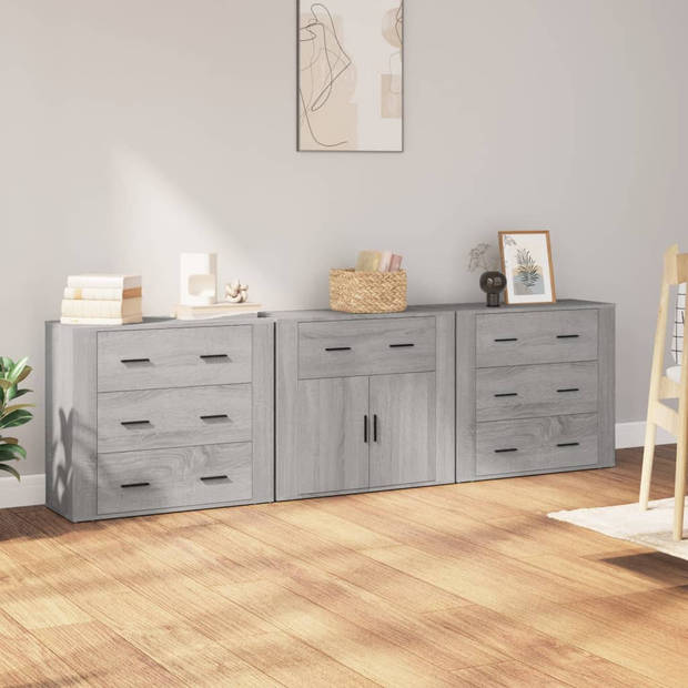 The Living Store Dressoir - Dressoirs - 80 x 33 x 70 cm - Grijs Sonoma Eiken