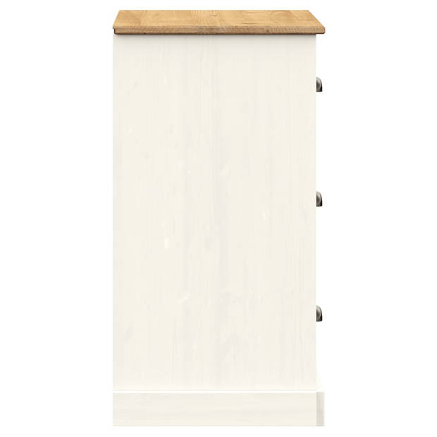 vidaXL Dressoir met lades VIGO 78x40x75 cm massief grenenhout wit