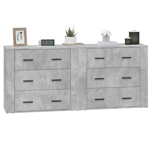 The Living Store Dressoir - Betongrijs - 80 x 33 x 70 cm - Duurzaam bewerkt hout