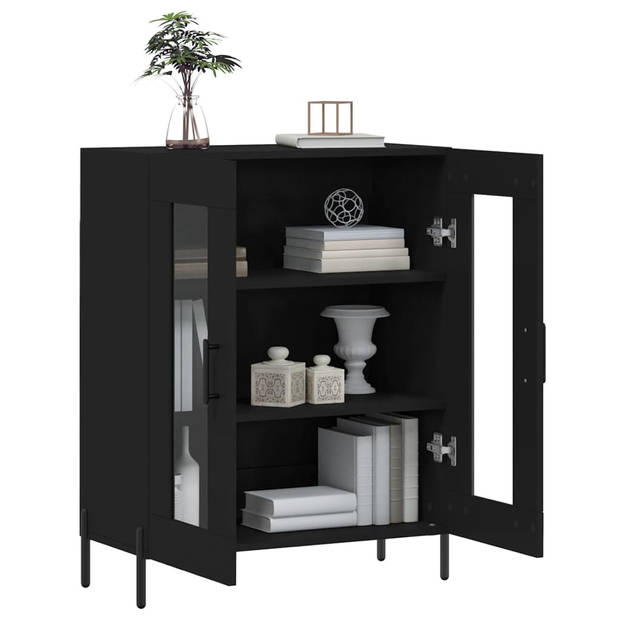 The Living Store Klassiek Dressoir - Bewerkt Hout - 69.5 x 34 x 90 cm - Zwart