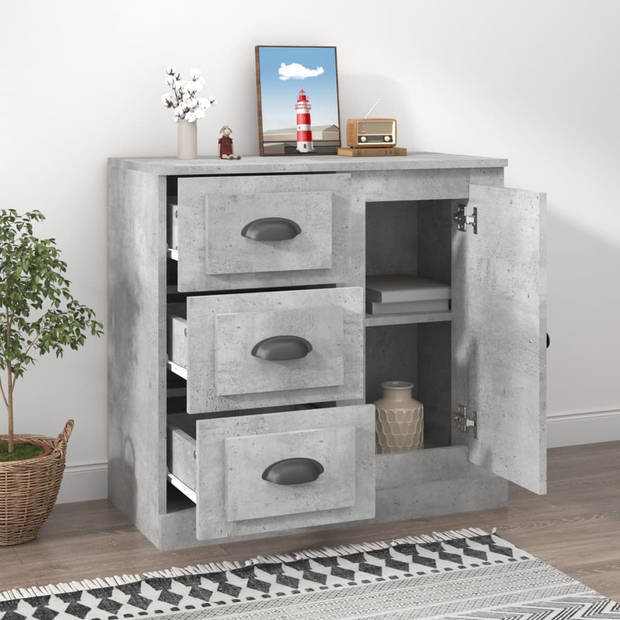 The Living Store Dressoir Bijzetkast - 70x35.5x67.5 cm - Betongrijs