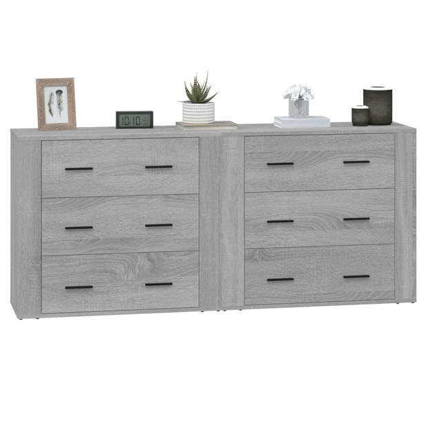 The Living Store Dressoir - Klassiek - Meubelen - 80x33x70cm - Grijs Sonoma Eiken