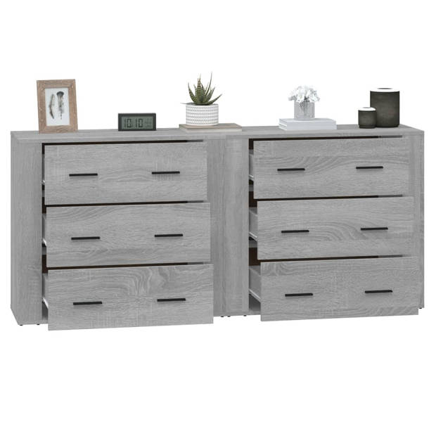 The Living Store Dressoir - Klassiek - Meubelen - 80x33x70cm - Grijs Sonoma Eiken