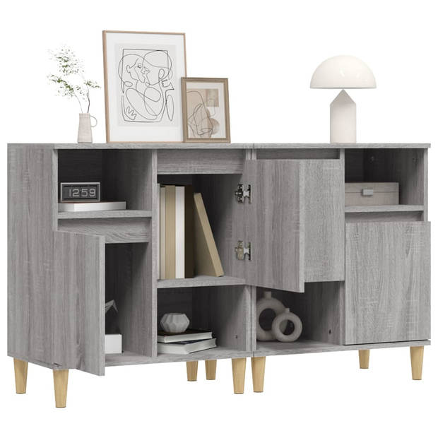 The Living Store Dressoir Houten poten - 60 x 35 x 70 cm - Grijs Sonoma Eiken