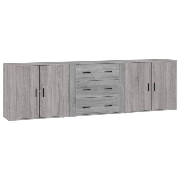 The Living Store Dressoir Classic - Grijs Sonoma Eiken - Set van 3