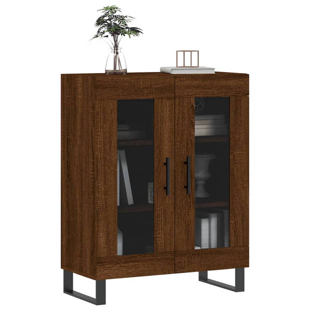 The Living Store Dressoir Eikenhout - 69.5 x 34 x 90 cm - Glasdesign